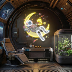 Astronaut With Beer On Moon Artwork Led Neon Sign Light