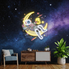 Astronaut With Beer On Moon Artwork Led Neon Sign Light