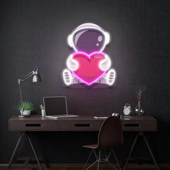 Astronaut With Heart Artwork Led Neon Sign Light