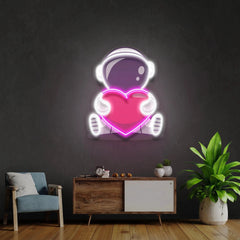 Astronaut With Heart Artwork Led Neon Sign Light