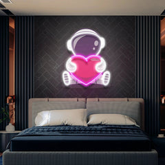 Astronaut With Heart Artwork Led Neon Sign Light
