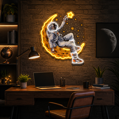 Astronaut Lying On The Moon Artwork Led Neon Sign Light