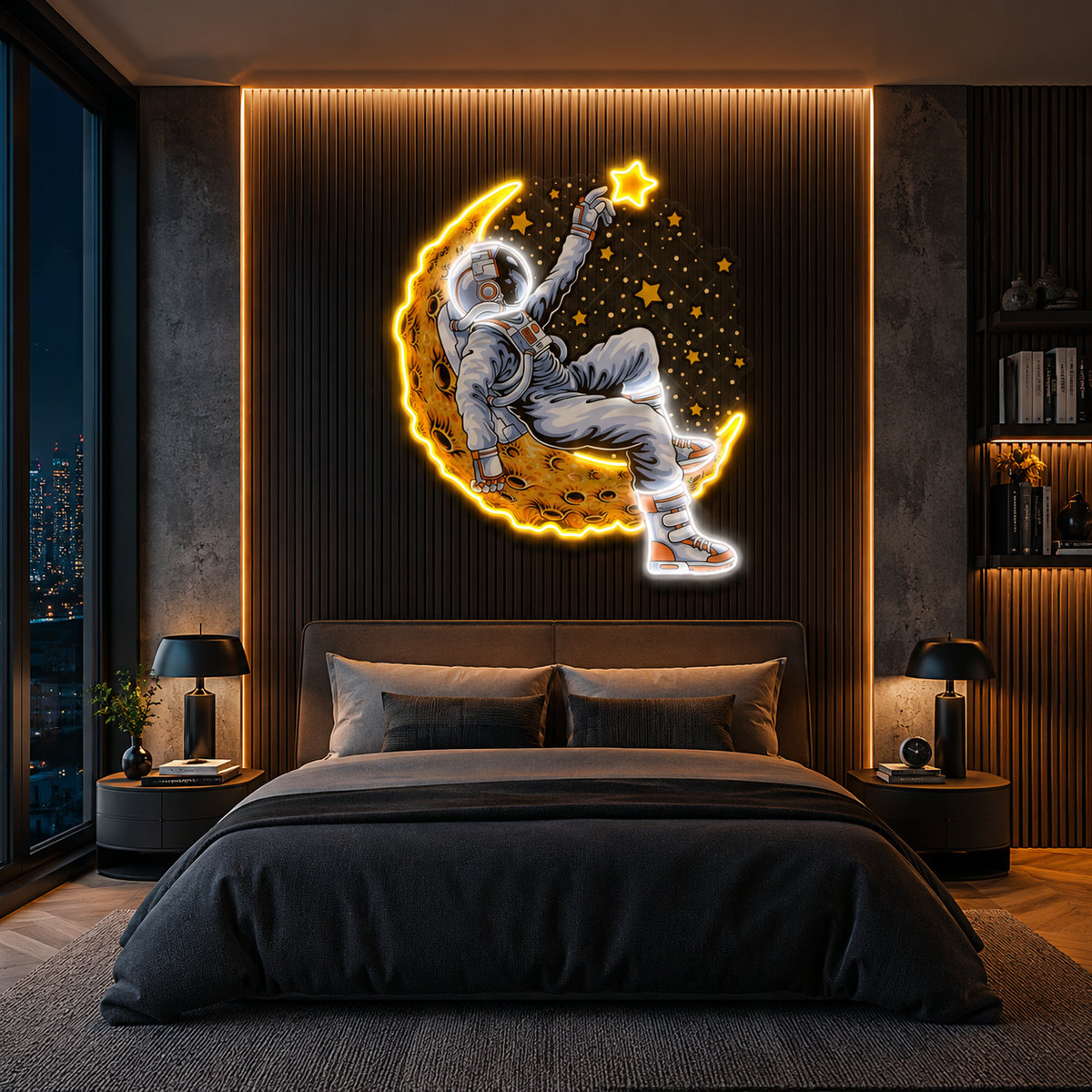 Astronaut Lying On The Moon Artwork Led Neon Sign Light