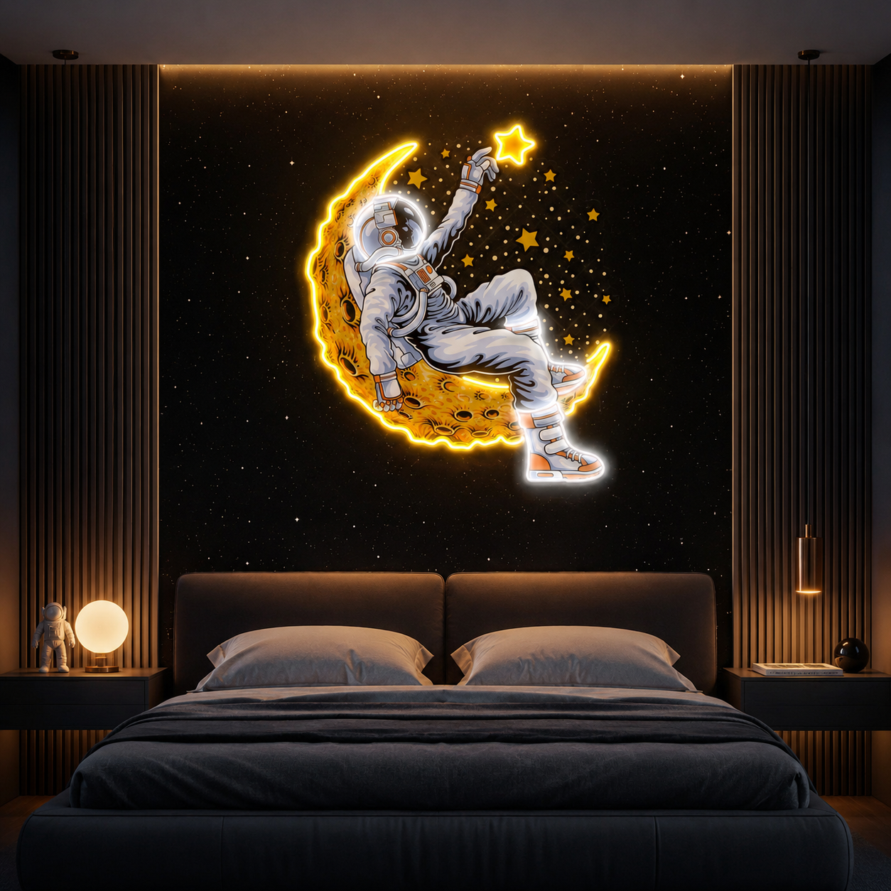 Astronaut Lying On The Moon Artwork Led Neon Sign Light