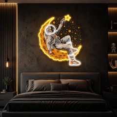 Astronaut Lying On The Moon Artwork Led Neon Sign Light