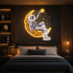 Astronaut Lying On The Moon Artwork Led Neon Sign Light