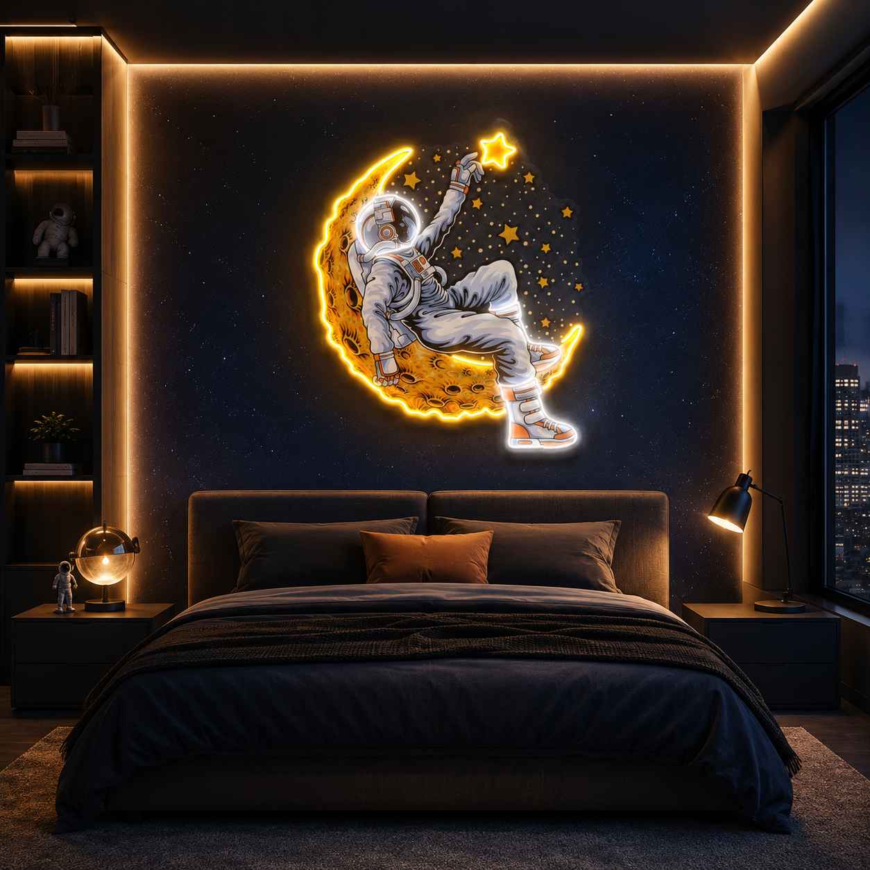Astronaut Lying On The Moon Artwork Led Neon Sign Light