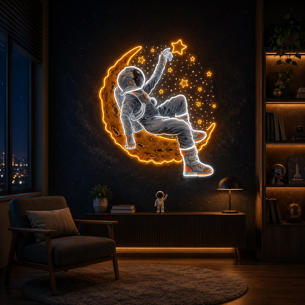 Astronaut Lying On The Moon Artwork Led Neon Sign Light