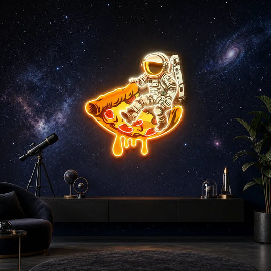 Astronaut on Pizza Mat Led Neon Acrylic Artwork