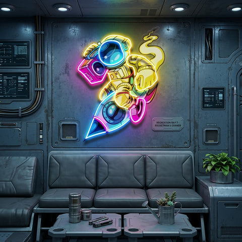 Astronauts Enjoying Space LED Neon Sign Light Pop Art