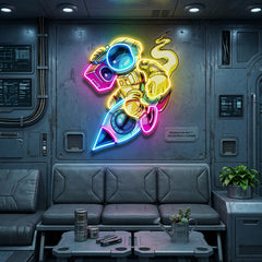 Astronauts Enjoying Space LED Neon Sign Light Pop Art