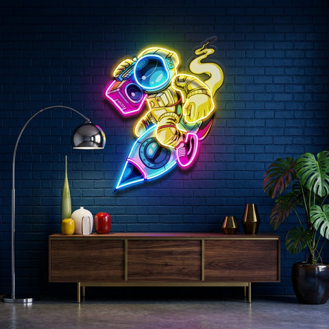 Astronauts Enjoying Space LED Neon Sign Light Pop Art