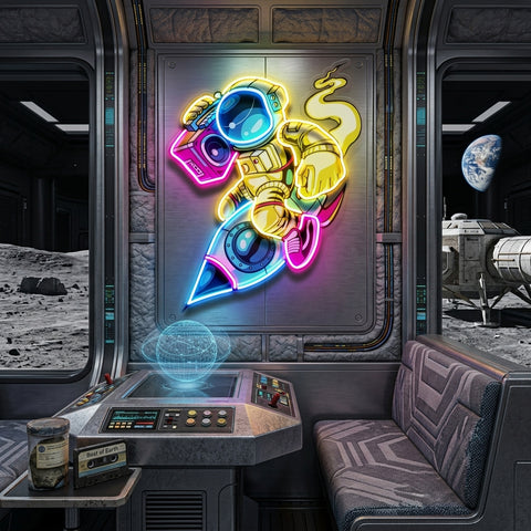 Astronauts Enjoying Space LED Neon Sign Light Pop Art