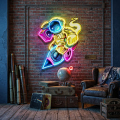 Astronauts Enjoying Space LED Neon Sign Light Pop Art