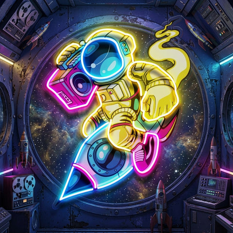 Astronauts Enjoying Space LED Neon Sign Light Pop Art