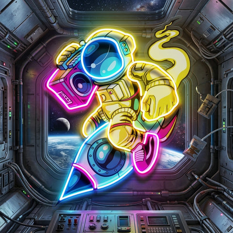 Astronauts Enjoying Space LED Neon Sign Light Pop Art