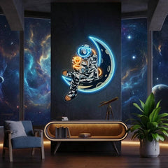 Astronaut Sitting On The Moon Artwork Led Neon Sign Light