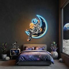 Astronaut Sitting On The Moon Artwork Led Neon Sign Light