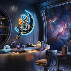 Astronaut Sitting On The Moon Artwork Led Neon Sign Light