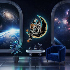 Astronaut Sitting On The Moon Artwork Led Neon Sign Light