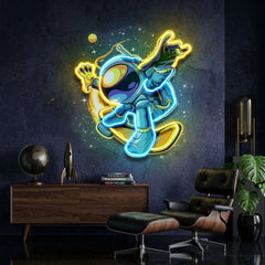 Astronauts Skateboarding LED Neon Sign Light Pop Art