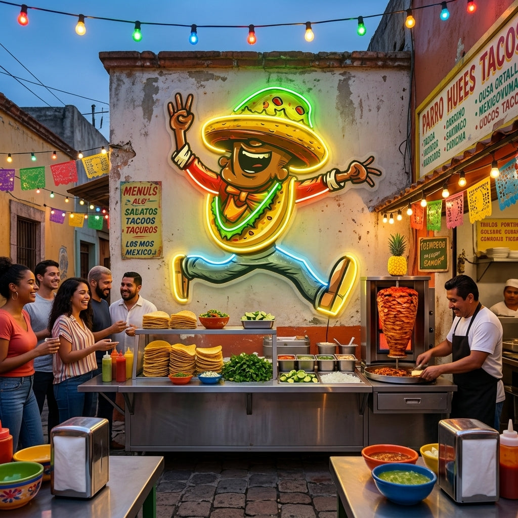 A Taco Dancing Disco Music LED Neon Sign Light Pop Art