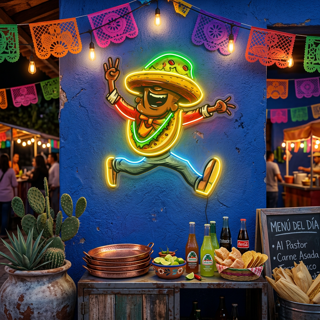 A Taco Dancing Disco Music LED Neon Sign Light Pop Art
