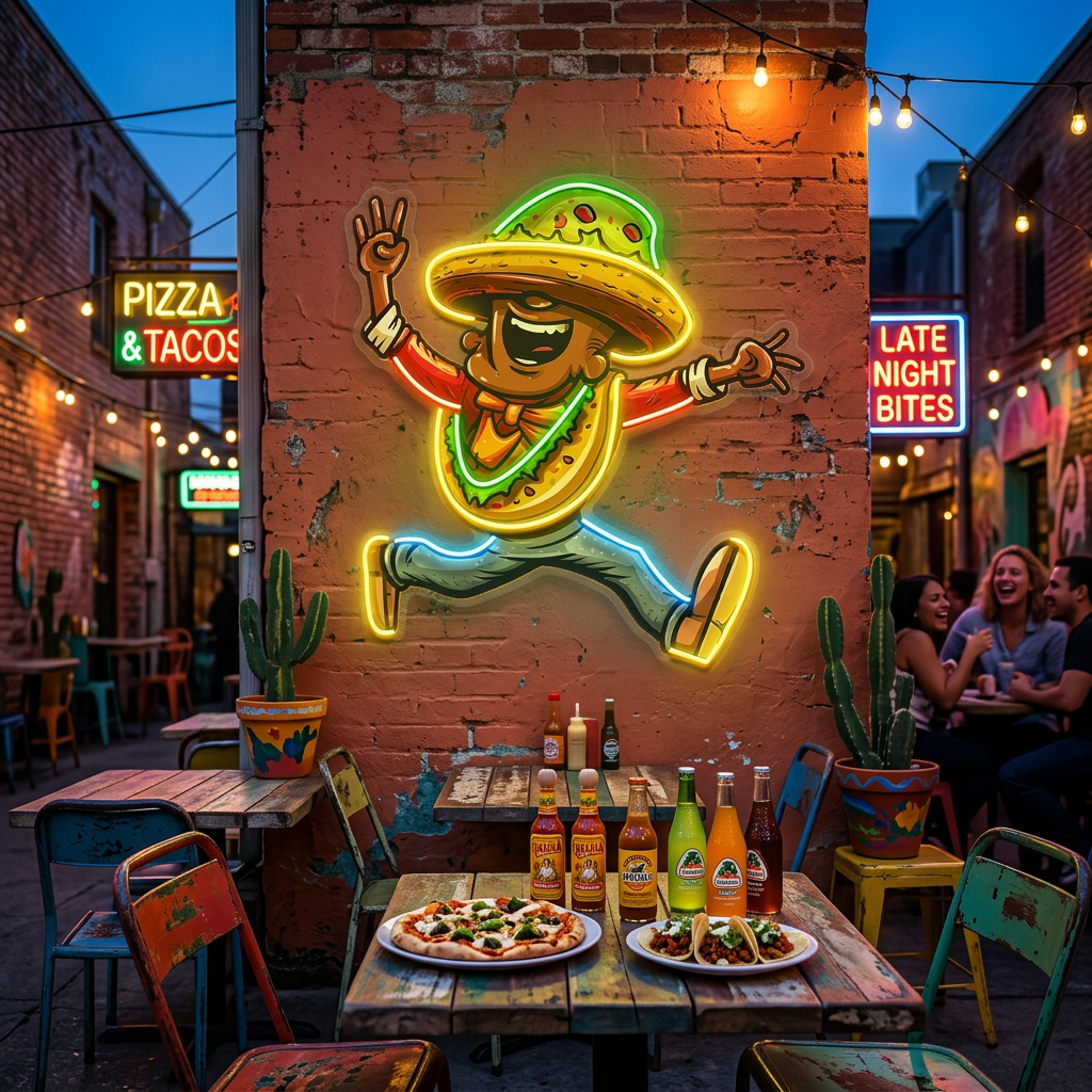 A Taco Dancing Disco Music LED Neon Sign Light Pop Art