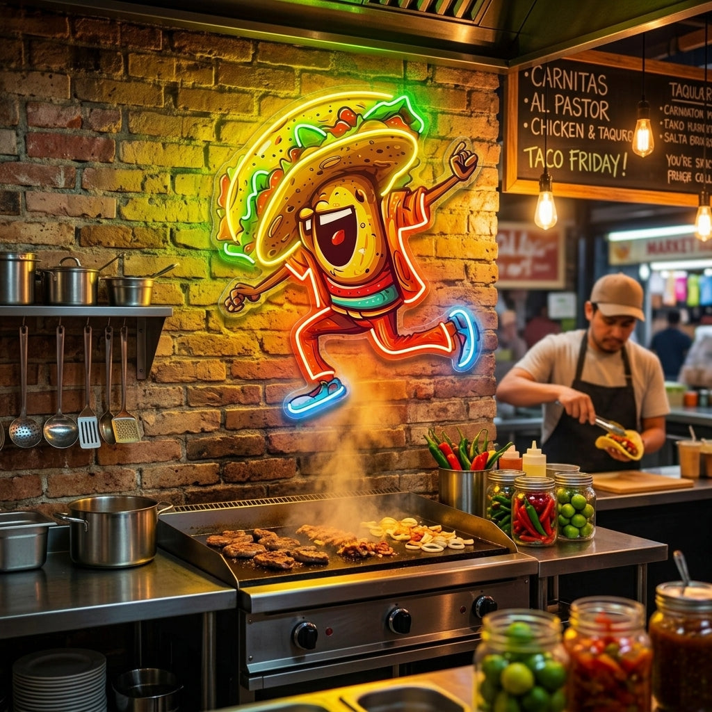 Taco Dancing LED Neon Sign Light Pop Art