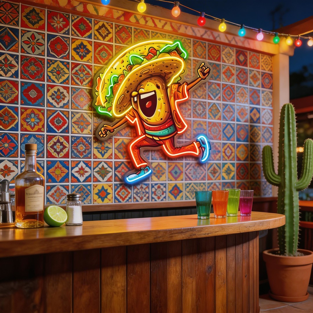 Taco Dancing LED Neon Sign Light Pop Art