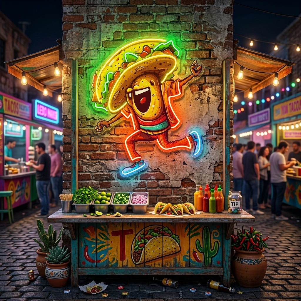 Taco Dancing LED Neon Sign Light Pop Art