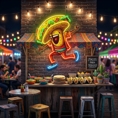 Taco Dancing LED Neon Sign Light Pop Art