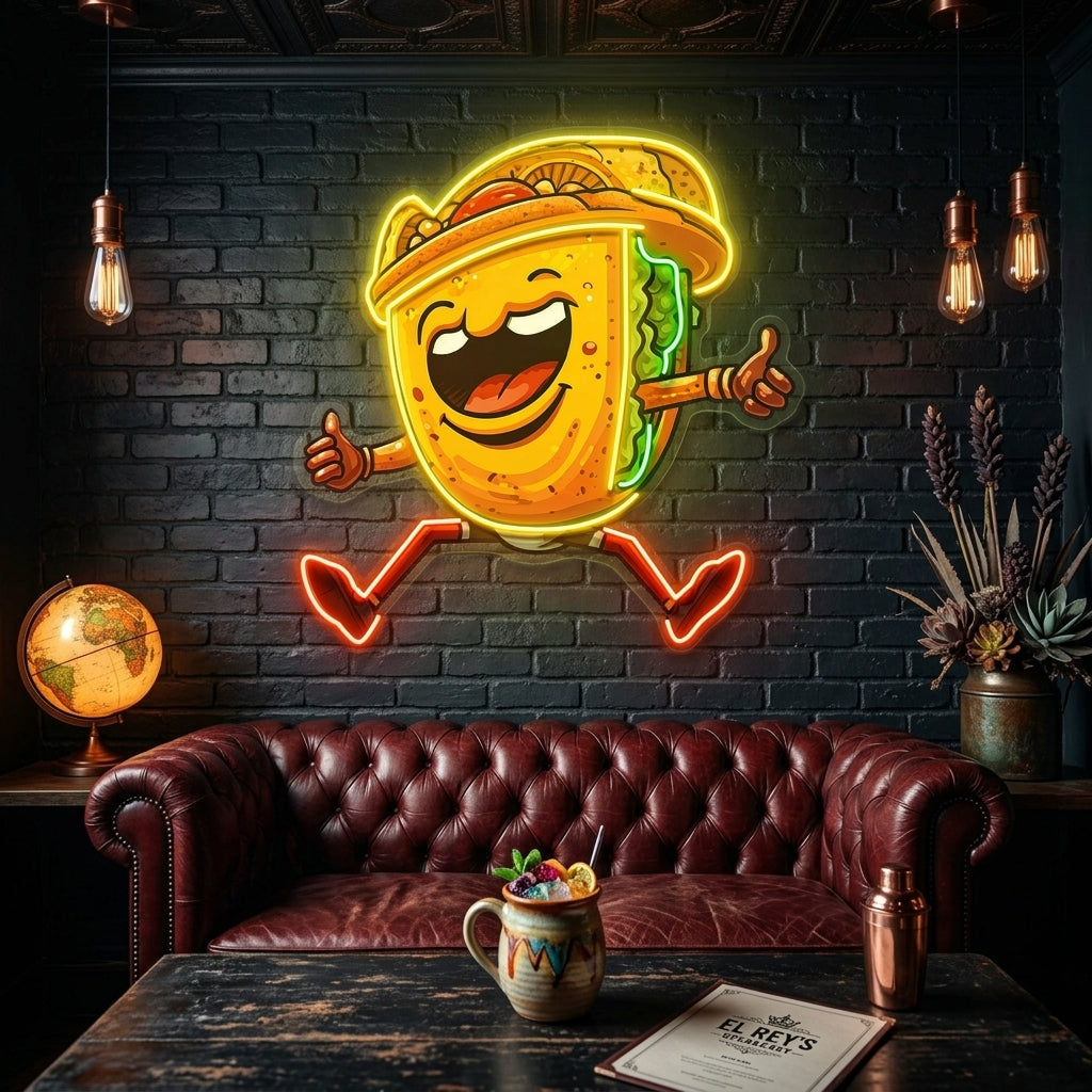 Taco Disco Dancing LED Neon Sign Light Pop Art