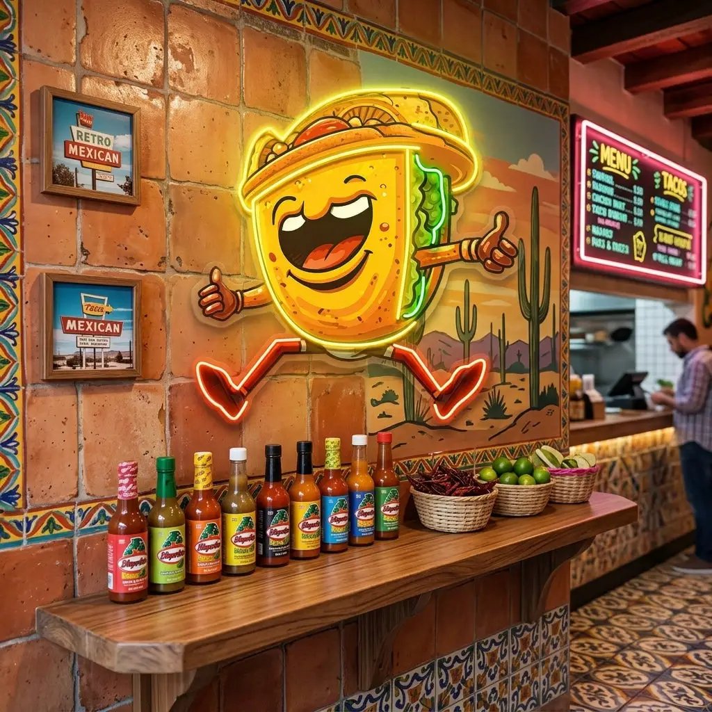 Taco Disco Dancing LED Neon Sign Light Pop Art