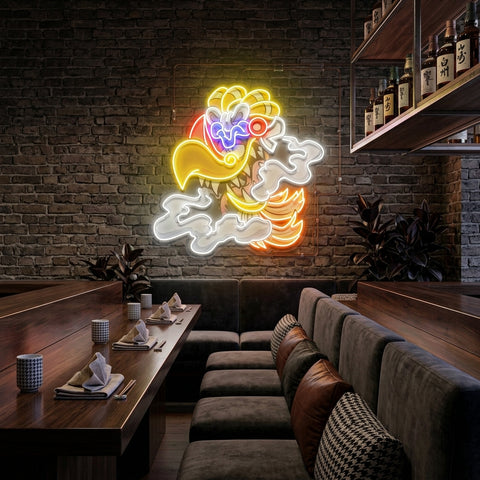 Aztec God Ehecatl Head Cartoon Artwork Led Neon Sign Light