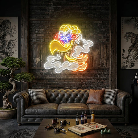 Aztec God Ehecatl Head Cartoon Artwork Led Neon Sign Light