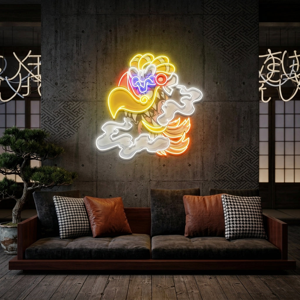 Aztec God Ehecatl Head Cartoon Artwork Led Neon Sign Light