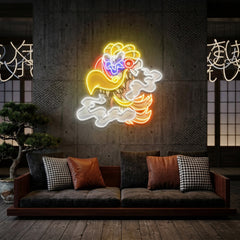 Aztec God Ehecatl Head Cartoon Artwork Led Neon Sign Light