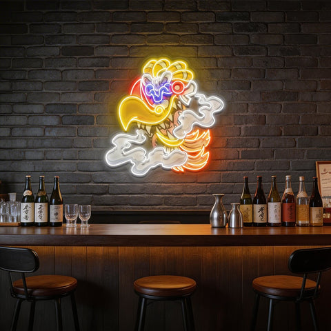 Aztec God Ehecatl Head Cartoon Artwork Led Neon Sign Light
