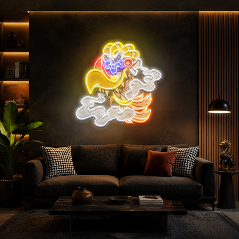 Aztec God Ehecatl Head Cartoon Artwork Led Neon Sign Light
