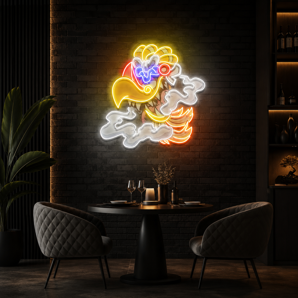 Aztec God Ehecatl Head Cartoon Artwork Led Neon Sign Light