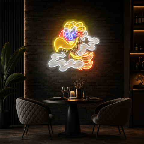 Aztec God Ehecatl Head Cartoon Artwork Led Neon Sign Light