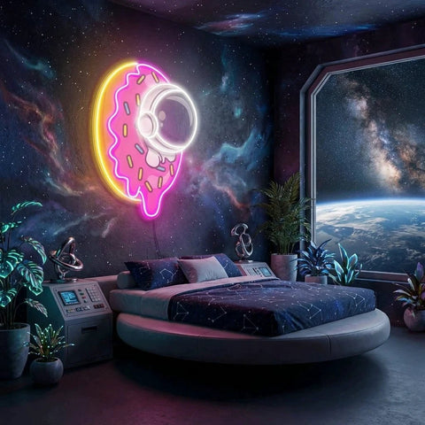 Donut Astronaut Art work Led Neon Sign Light