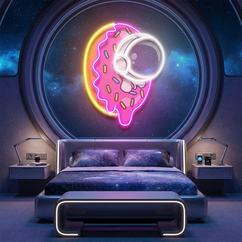 Donut Astronaut Art work Led Neon Sign Light