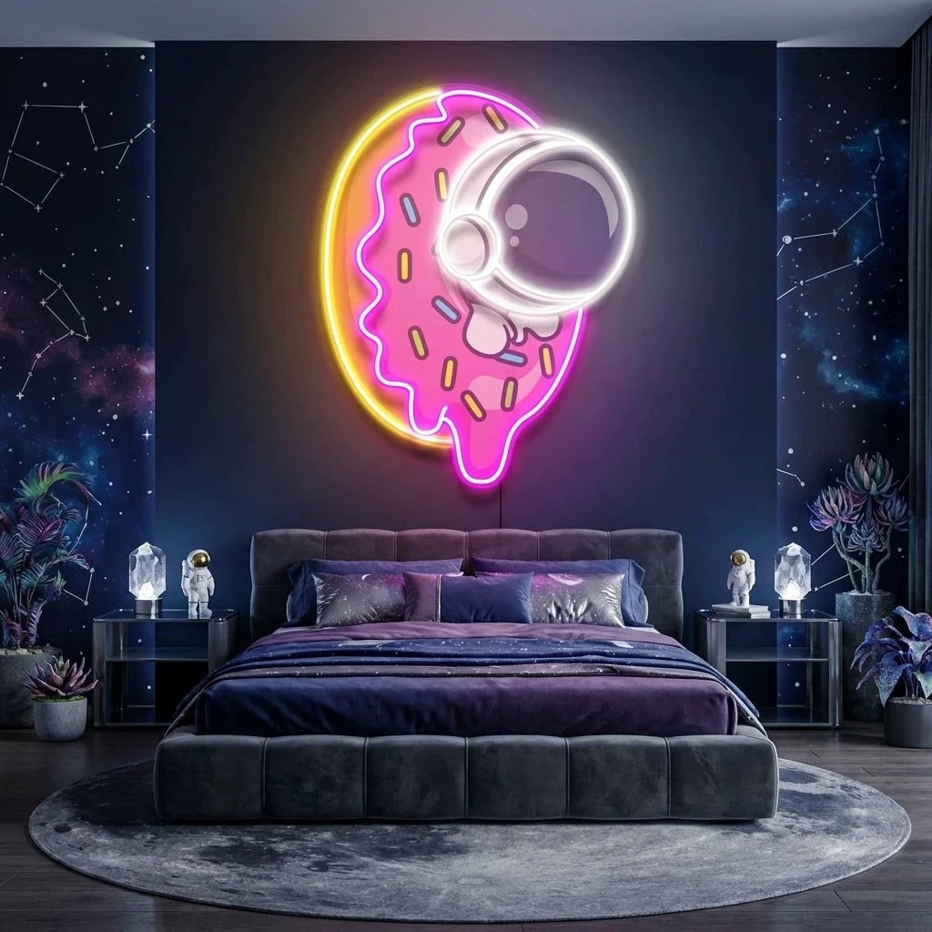 Donut Astronaut Art work Led Neon Sign Light