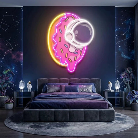 Donut Astronaut Art work Led Neon Sign Light