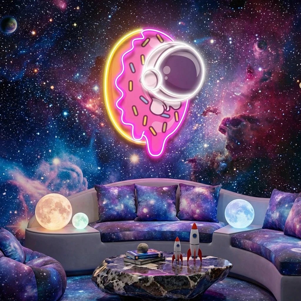 Donut Astronaut Art work Led Neon Sign Light