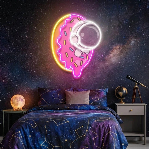 Donut Astronaut Art work Led Neon Sign Light