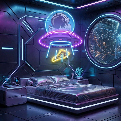 UFOs Astronaut Art work Led Neon Sign Light