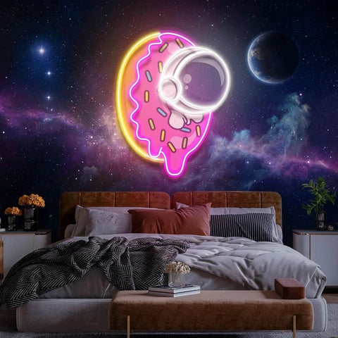 Donut Astronaut Art work Led Neon Sign Light